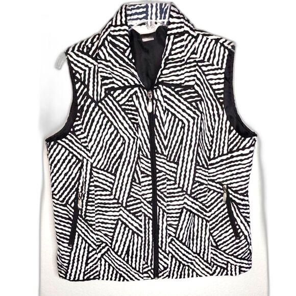 Allison Daley Black & White Zebra Print Zipper Front Quilted Vest Size 10 - Picture 1 of 6